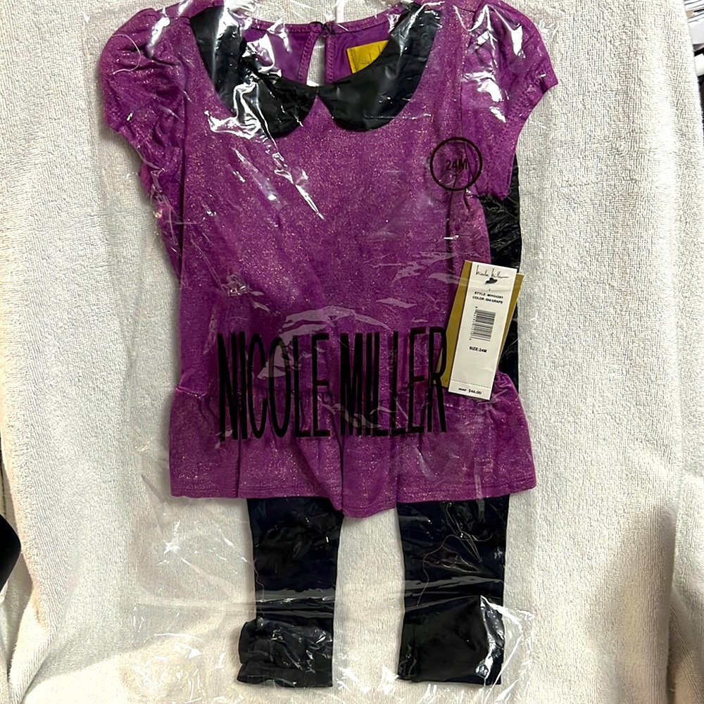 NWT in original packaging Nicole Miller girls size 24mos two piece set.